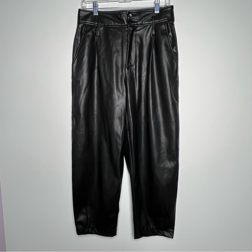 Calliope Black Vegan Leather Stylish Everyday Contemporary Trendy Baggy Pants